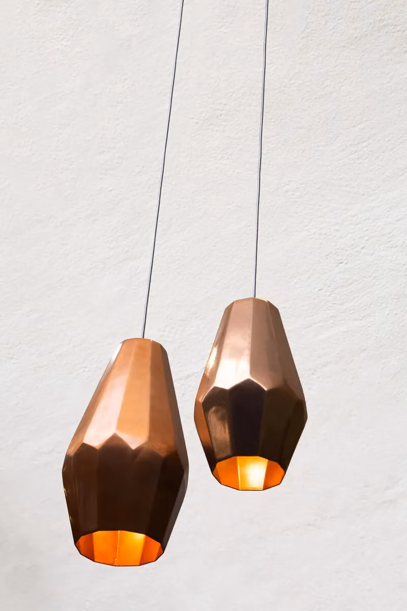 Orsina Aluminium Copper Finish Small Pendant Light in Gold/Brass – 2