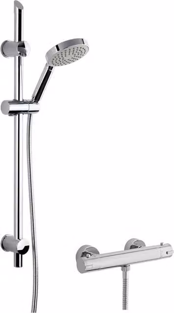 Balterley Thermostatic Bar Valve Water Saving Slide Rail Kit Shower in Chrome Silver