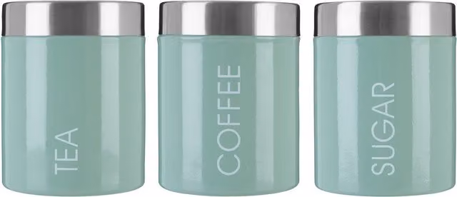 Orsina Maison by Premier Liberty Set of 3 Enamel and Stainless Steel Canisters in Green and Silver
