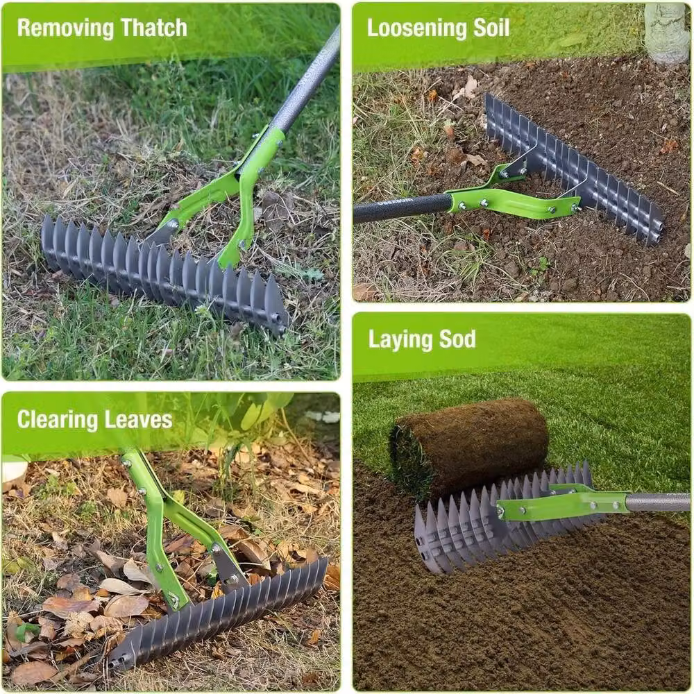 Havendro Adjustable Lawn Thatch Rake in Grey, 178 cm – 4
