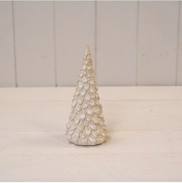 KDMD Small Glazed Ceramic Layered Christmas Tree in White