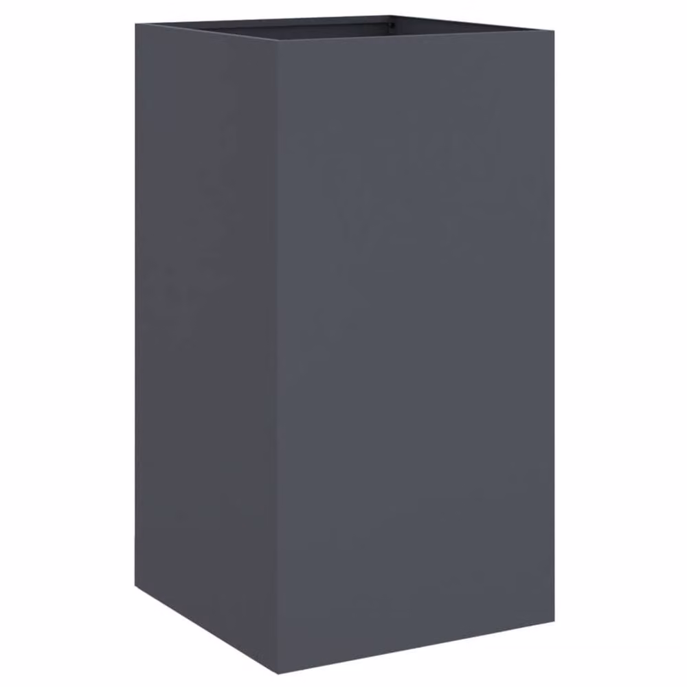 Berkfield Home Anthracite Steel Planter in Black, W/D/H: 42 x 38 x 75 cm – 2