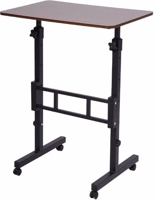 KORVIXA Height-Adjustable Walnut Laptop Desk on Wheels in Brown, W/D/H: 100 x 100 cm – 1