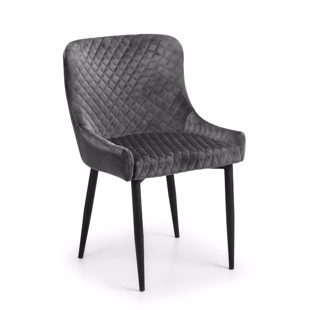 Cheshire Cromwell Set of 2 Grey Velvet Dining Chairs with Armrests – 2