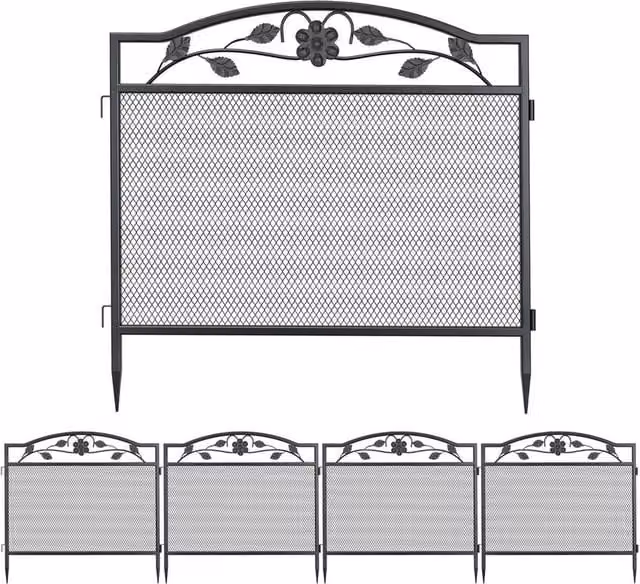 SPETLEK 5-Piece Heavy Duty Metal Garden Fence in Black, W/H: 80 x 80 cm – 1