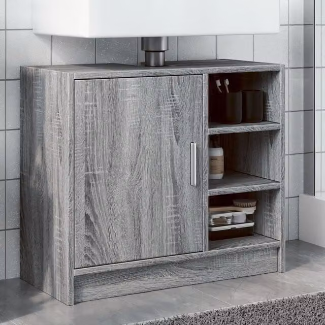Berkfield Home Sink Cabinet in Grey Sonoma, W/D/H: 63 x 29 x 55 cm – 1