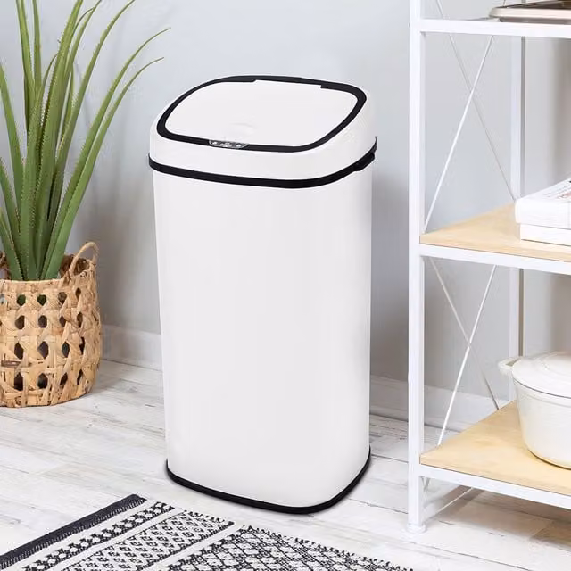 Livingandhome Automatic Sensor Waterproof Waste Bin, White, 68l