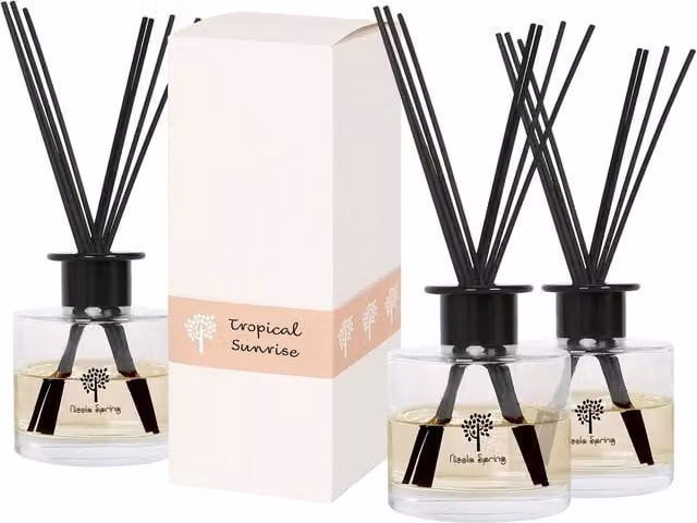 Nicola Spring Tropical Sunrise 200ml Glass Reed Diffuser in Yellow and Transparent
