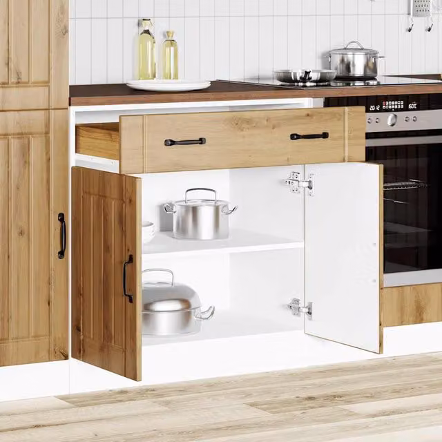 Berkfield Home Lucca Artisan Oak Kitchen Sink Base Cabinet in Brown