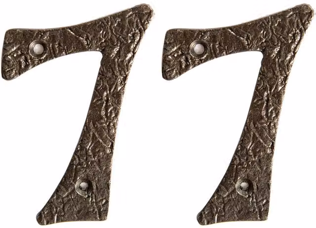 Hammer and Tongs Rustic Iron Number 7 Wall Numeral, Grey, Pack of 2, Height: 9 cm – 2