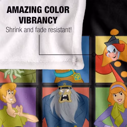 LOGOVISION Scooby Doo Character Squares Silky Touch Super Soft Fleece Throw Blanket, Multicolour – 3