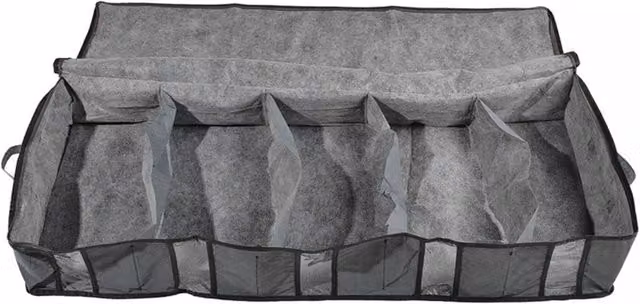 Garden Sanctuary Non-woven Fabric Underbed Storage Bags with Handles and Zippers, Grey
