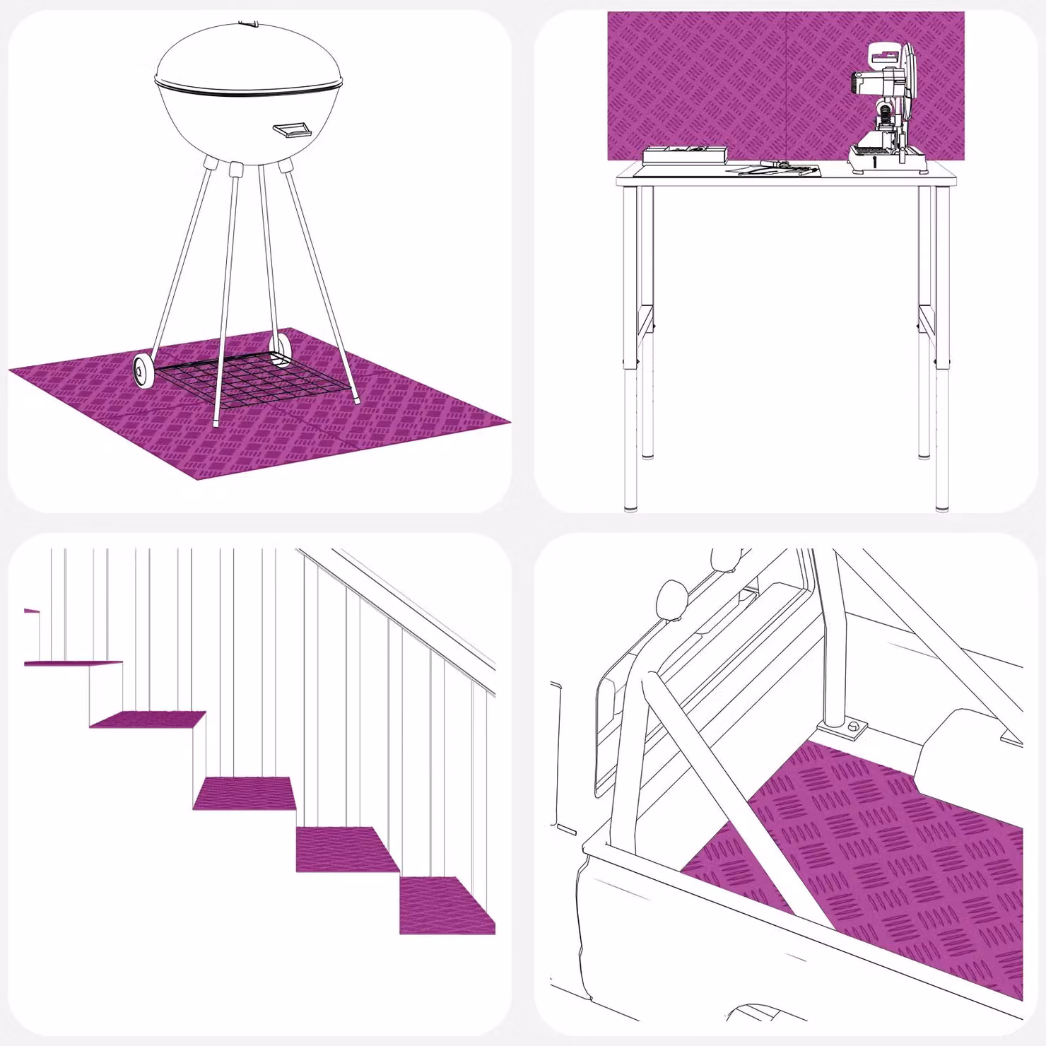 Berkfield Home Non-Slip Aluminium Checker Plate Sheets, Silver, 4 Pack, W: 50 cm, D: 25 cm – 3
