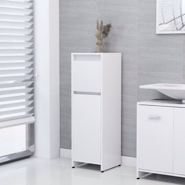 Berkfield Home White Modern Bathroom Cabinet with Internal Drawers and Shelves, W/D/H: 30 x 30 x 95 cm