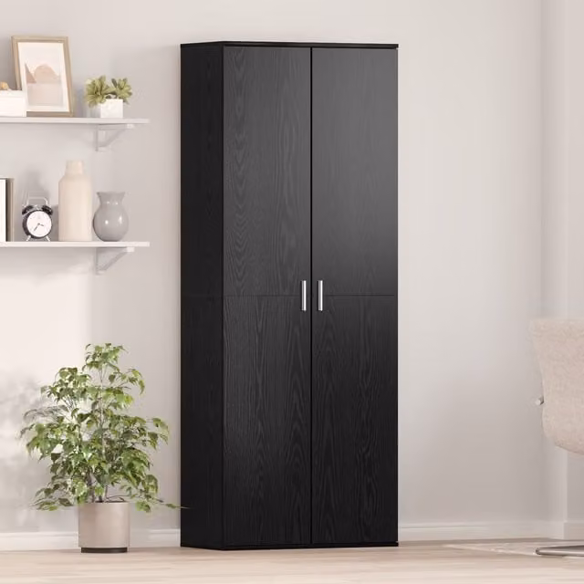 Berkfield Home Modern Black Oak Highboard with Hinged Doors, W/D/H: 70 x 35 x 180 cm – 1