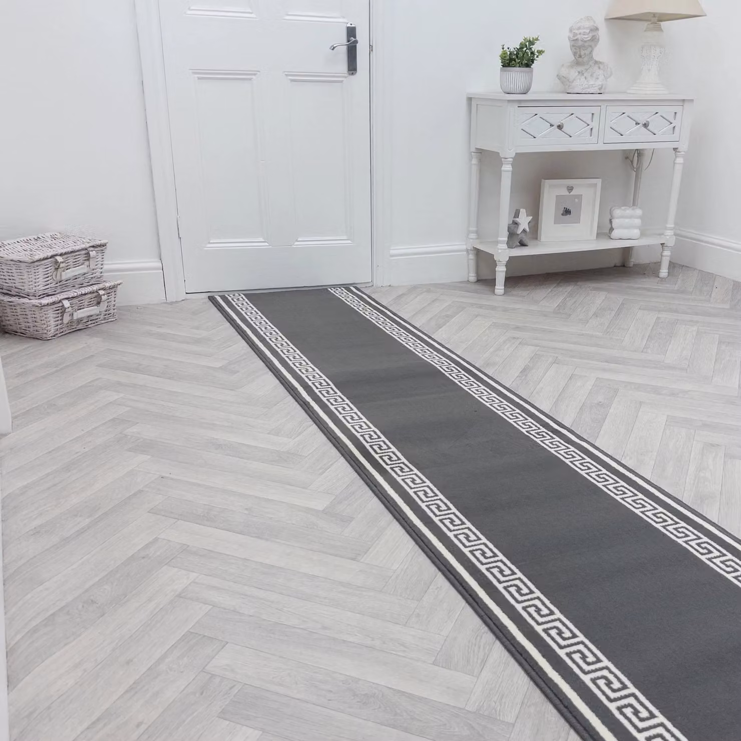 runrug Key Hallway Runner Rug, Grey, W: 80 cm, L: 360 cm – 6