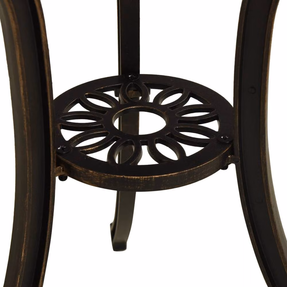 Berkfield Home Round Garden Table in Brown Cast Aluminium W/D/H: 62 x 62 x 65 cm – 4
