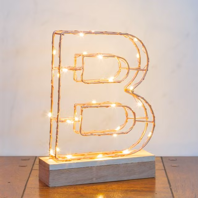 Echo Three Rose Gold LED Alphabet Wire Frame Letter B Light – 1