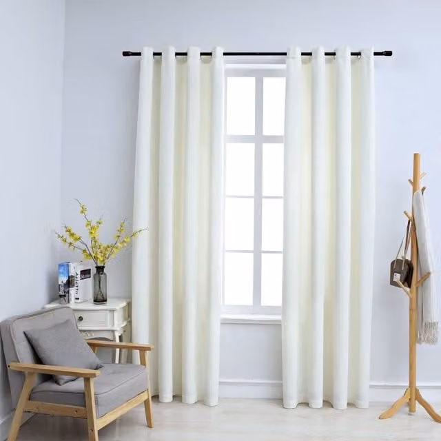 Berkfield Home Velvet Blackout Curtains with Eyelets, 2 Pack, Beige, W: 140 cm, H: 245 cm