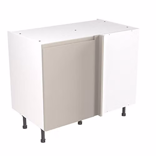 KITCHEN KIT Modern Blind Corner Base Cabinet with J-Pull Doors in Light Grey Matt, W/D/H: 100 x 87 x 87 cm