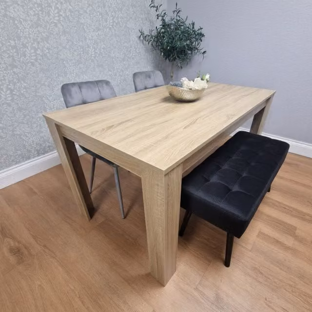 Kosy Koala Modern Rectangular Dining Table Set with 2 Chairs and 1 Bench in Grey