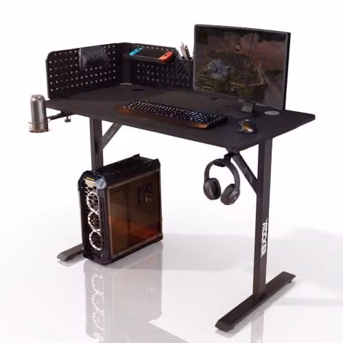 X Rocker Vortex Gaming Desk with Pegboard Shelving in Black, W/D/H: 110 x 60 x 75 cm – 1