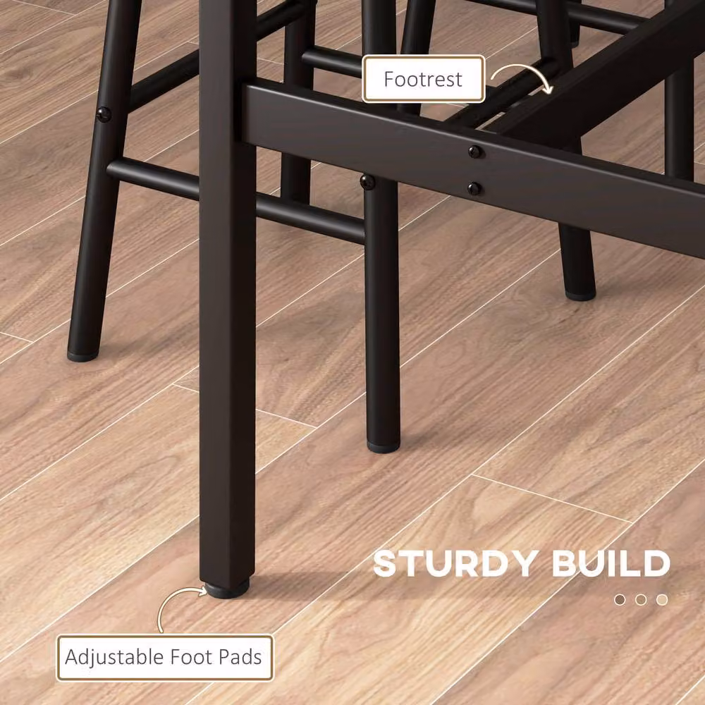 STILVORA Industrial Bar Table Set with 4 Stools in Brown and Black Wood and Metal – 6