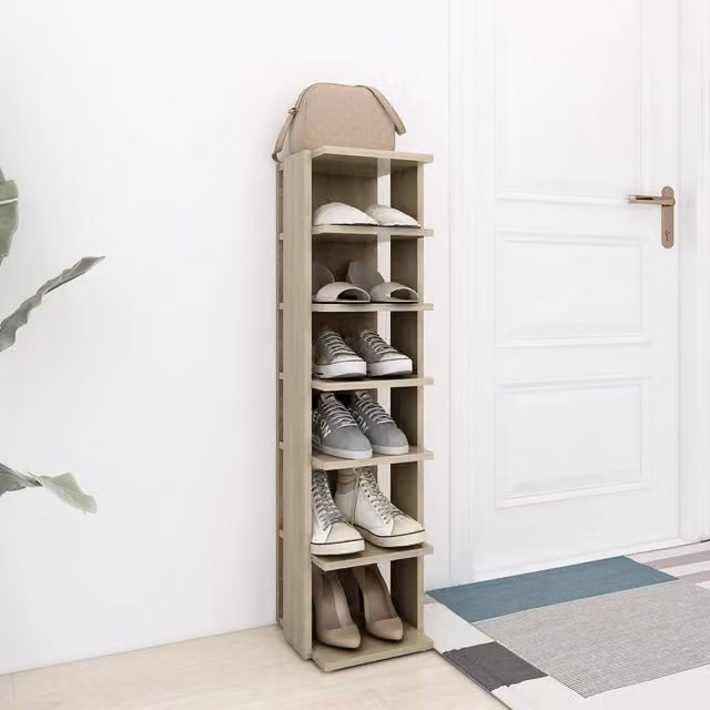 Berkfield Home Shoe Cabinet in Brown, W/D/H: 27.5 x 27.0 x 102.0 cm