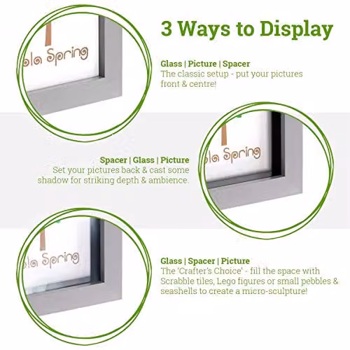 Nicola Spring Pack of 5 White 3D Shadow Box Photo Frames, 12.7 x 17.78 cm – 2