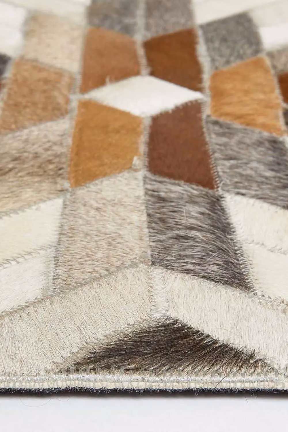 Homescapes Geometric Woven Leather and Wool Rug in Brown and Beige, W: 90 cm, L: 150 cm – 3