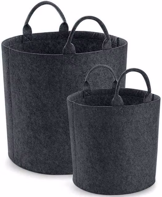 Bagbase Felt Laundry Basket with Handles in Grey Anthracite, W/D/H: 40 x 40 x 40 cm – 1