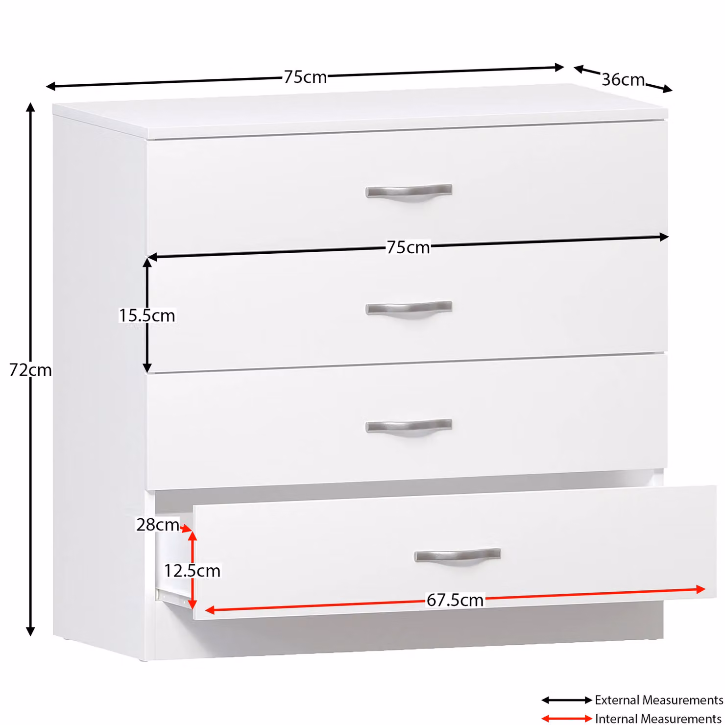 Home Discount Vida Designs Riano 4 Piece White Bedroom Set with 2 Drawer Bedside Tables and 4 Drawer Chest – 2