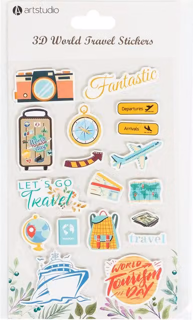 Art Studio 3D World Travel Stickers, Multicolour Paper