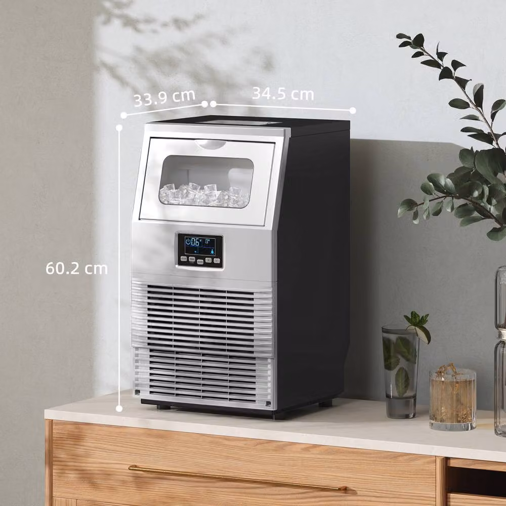 HOMCOM Commercial Ice Maker with 4kg Ice Storage in Silver – 3