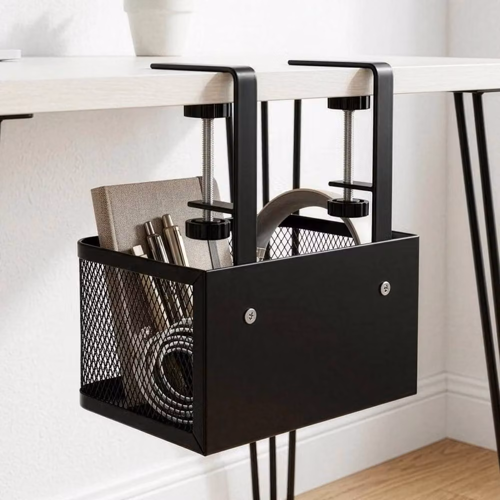 FORGEVIO Black Metal Under Desk Cable Management Tray with Multi-Compartment Design – 4