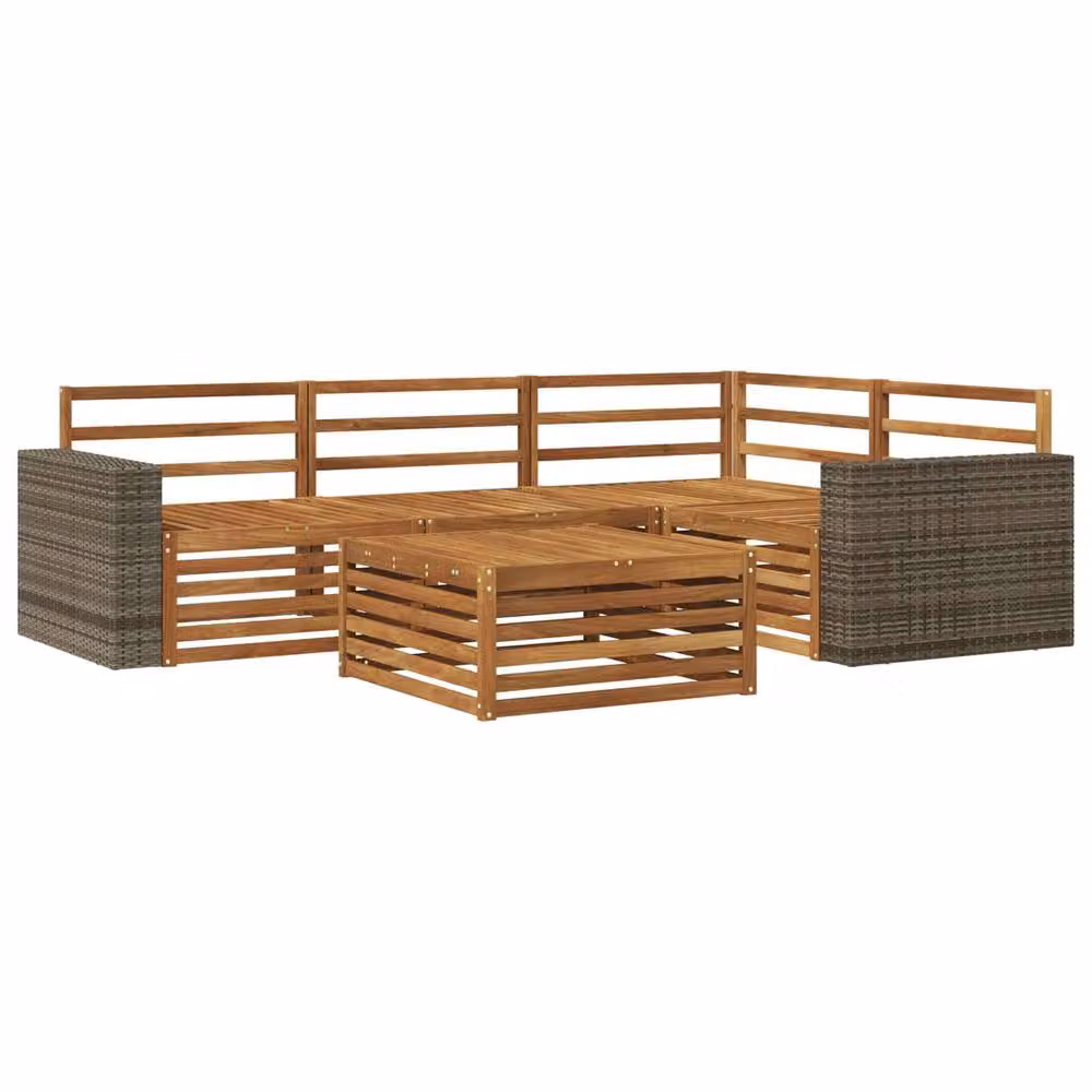 Berkfield Home 5-Piece L-Shape Outdoor Sofa Set in Brown, Acacia Wood – 2