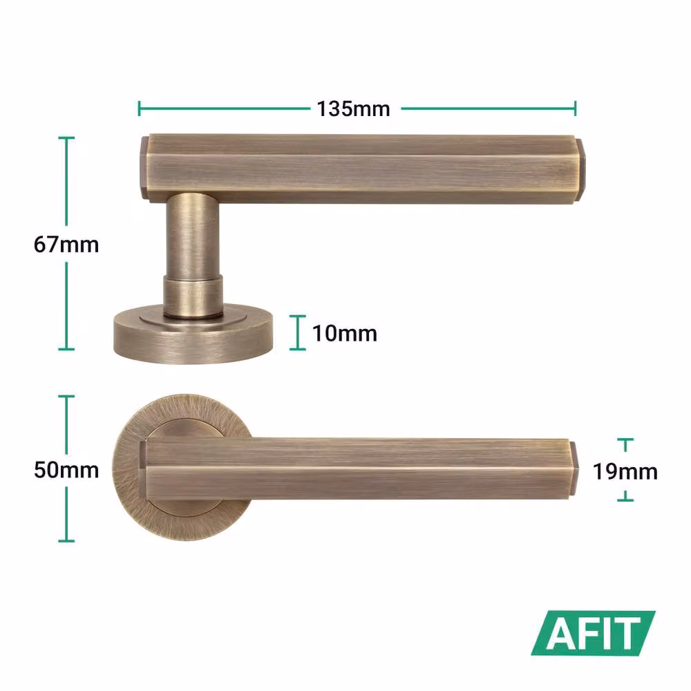 AFIT Antique Brass Door Handle Latch Set in Bronze – 4