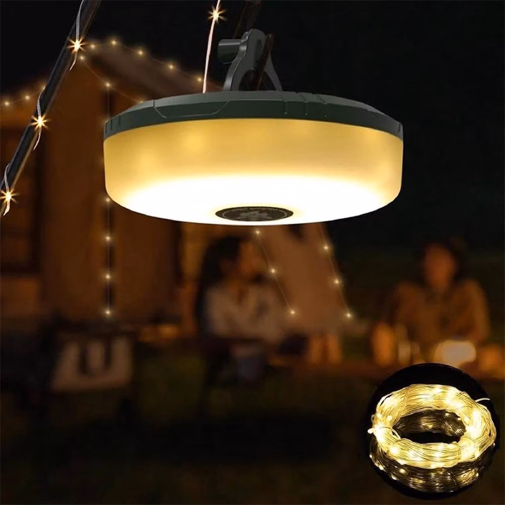 VOGREX 10m Portable Stowable Rechargeable LED String Light in White – 3