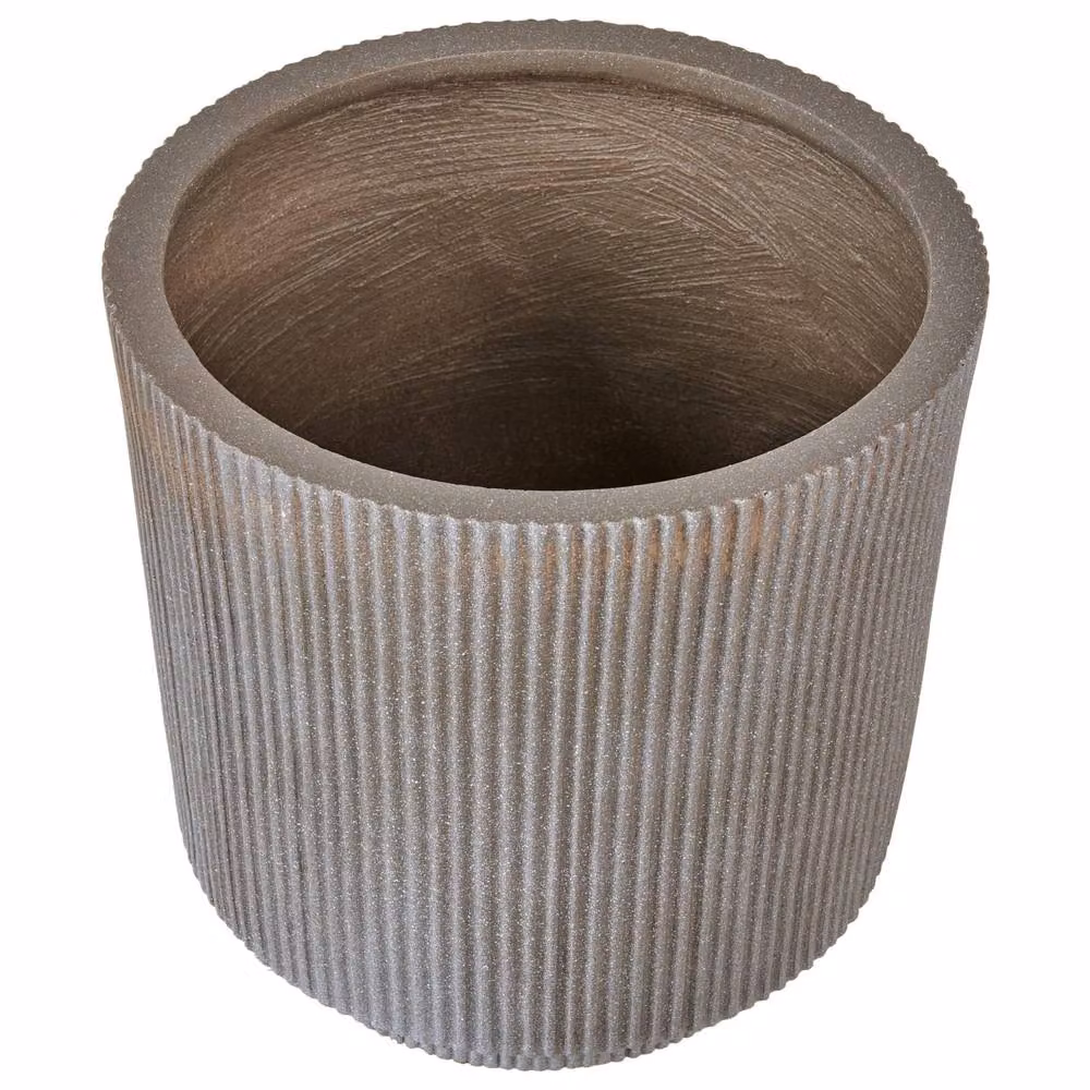 Wyld and Coco Beige Fibre Clay Planter with Vertical Rib Finish, Height: 37 cm – 3