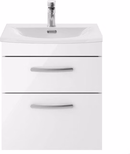Balterley Millwich 2 Drawer Wall Hung Vanity Basin Unit, Gloss White, Width: 50 cm