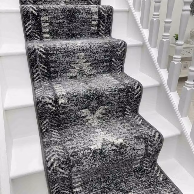 runrug Native Stair Runner Carpet in Grey, W: 60 cm x L: 480 cm – 1