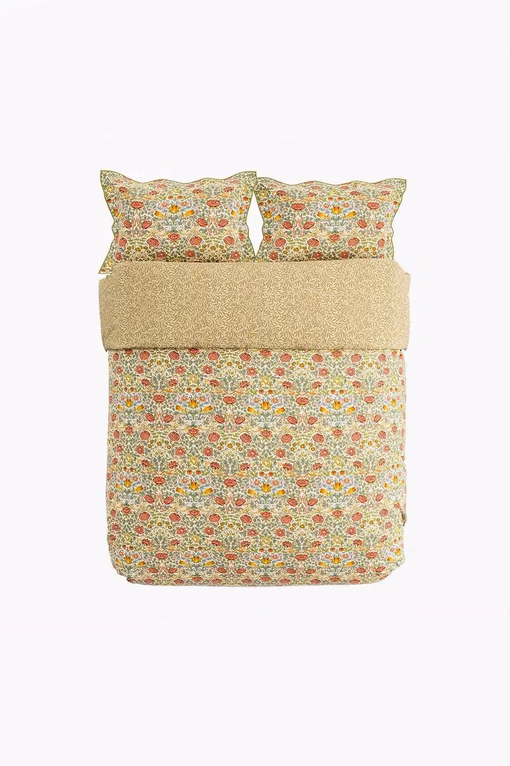 Morris & Co Rose Cotton Percale Duvet Cover and Pillowcase Set, Green and Multicolour, W: 200 cm x D: 200 cm – 2