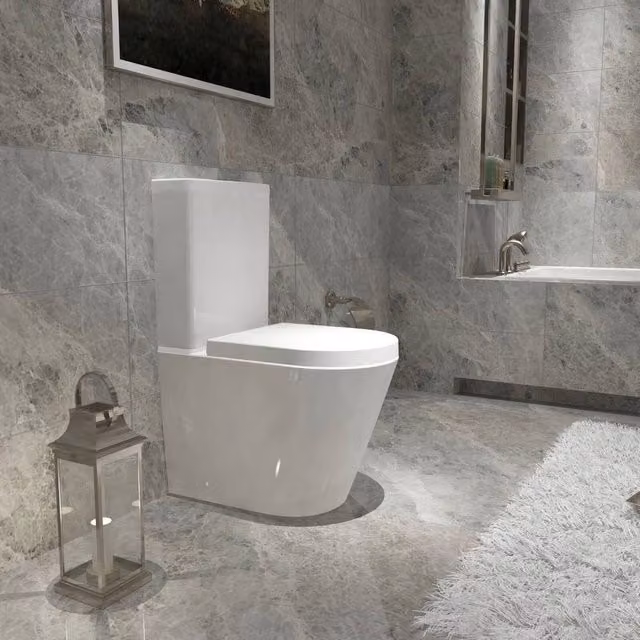 NESTLUNE White Rimless Close Coupled Toilet with Soft Close Seat