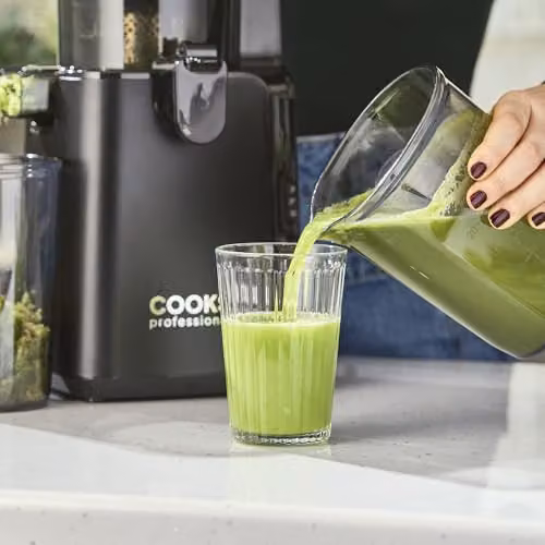 Cooks Professional Black Cold Press Slow Juicer with 1.8L Hopper and Wide XL Feeding Chute – 5