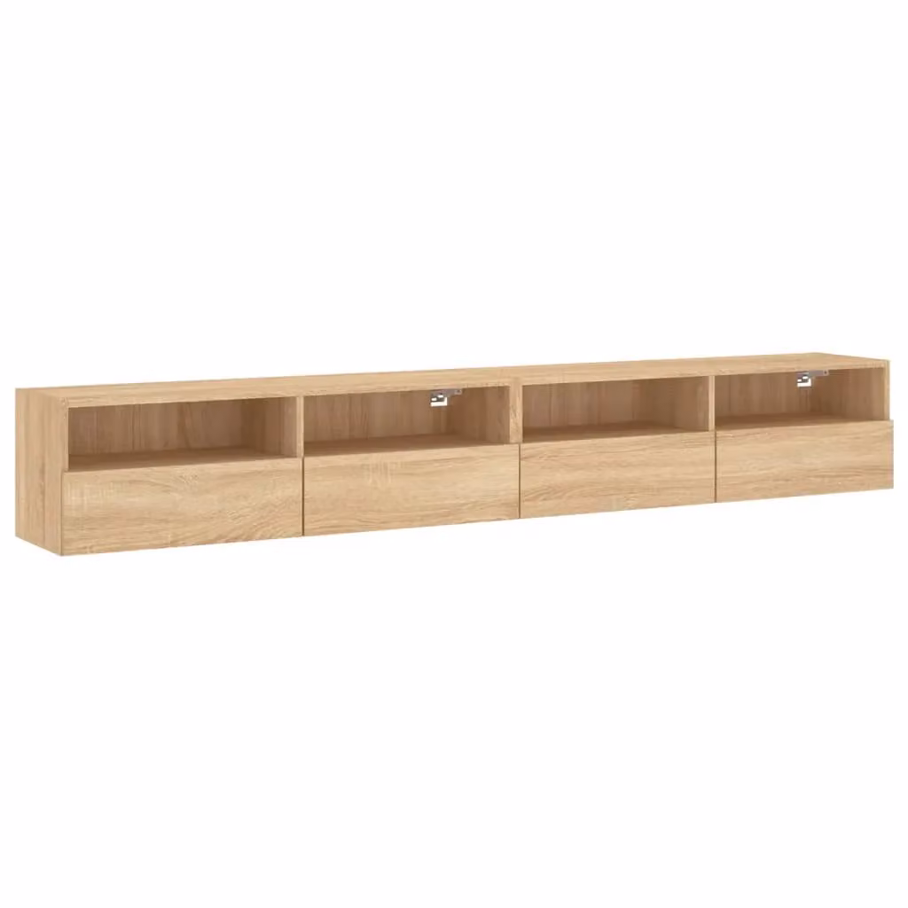 Berkfield Home Set of 2 Sonoma Oak TV Wall Cabinets in Brown, W/D/H: 100 x 30 x 30 cm – 2