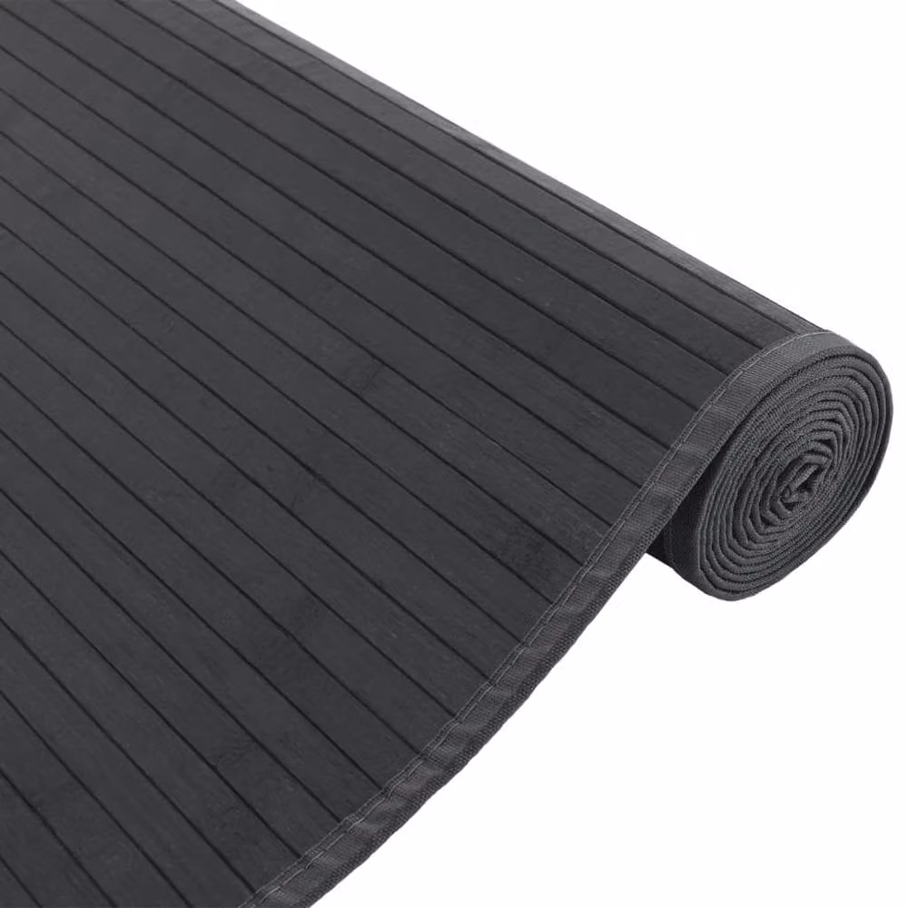 Berkfield Home Rectangular Striped Bamboo and Polypropylene Rug in Grey, W: 100 cm, D: 80 cm – 1