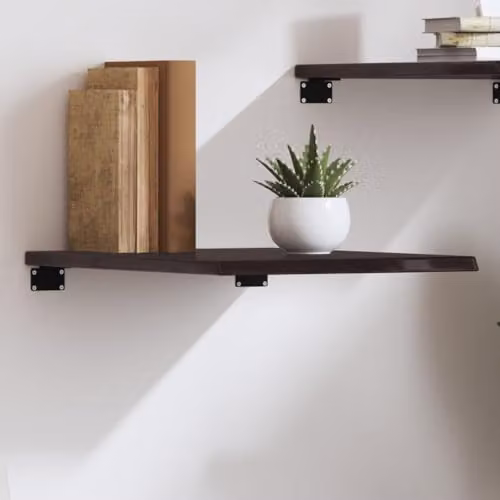 vidaXL Rustic Oak Wall Shelf, Dark Brown, W: 60 cm, H: 40 cm, D: 2 cm – 2