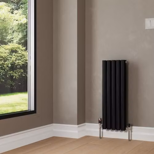 UK Radiators Omeara Black Elliptical Tube Horizontal Designer Radiator, W: 290 mm, H: 800 mm – 3