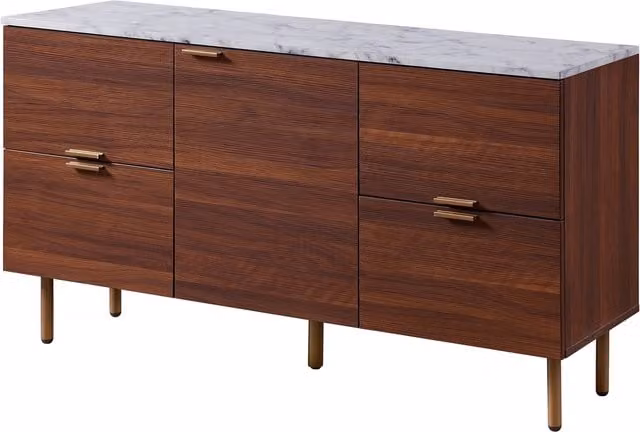 Teamson Home Modern White and Brown Wooden Sideboard with Metal Accents