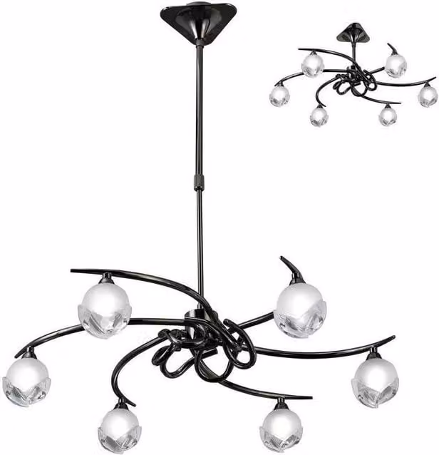 Netlighting Fragma Telescopic Semi Flush Convertible 6 Light G9 Ceiling Light in Black Chrome – 1